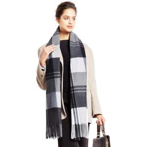 PAGE ONE Winter Womens big size Plaid Pashmina Scarf,soft warm Cashmere Shawl Scarfs for Women/Black and white plaid