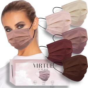 VIRTUE CODE Balance Face Masks – Soft 3 Ply Comfort Disposable Face Masks(Desert Rose)