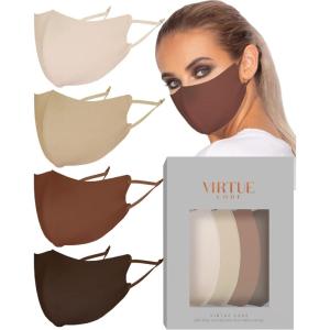 VIRTUE CODE Second Skin Cloth Face Mask Pack with Adjustable Ear Loops. 4 Buttery Soft Masks Washable Fabric – Desert Rose Face Mask Reusable. Stretchy, Comfortable, Fresh Facemask.