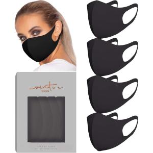 Virtue Code Second Skin Cloth Face Mask Pack. 4 Buttery Soft Masks Washable Fabric(Black)