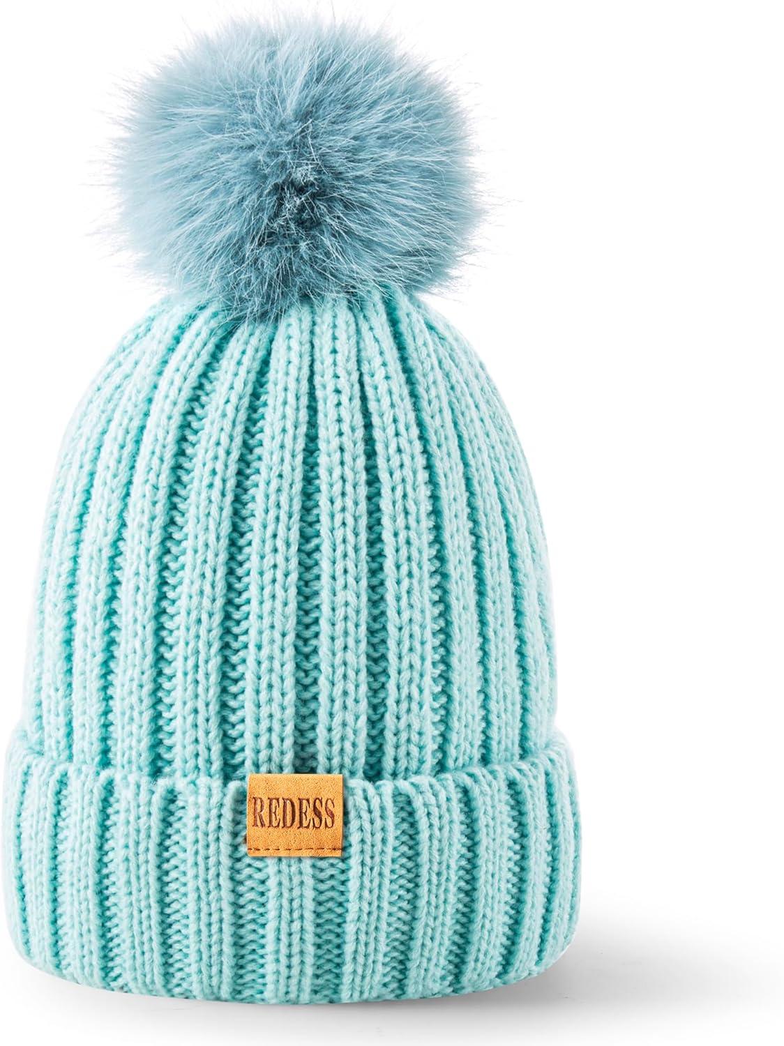 image:imagePAGE ONE Women Winter Pom Pom Beanie Hats Warm Fleece LinedChunky Trendy Cute Chenille Knit Twist Cap