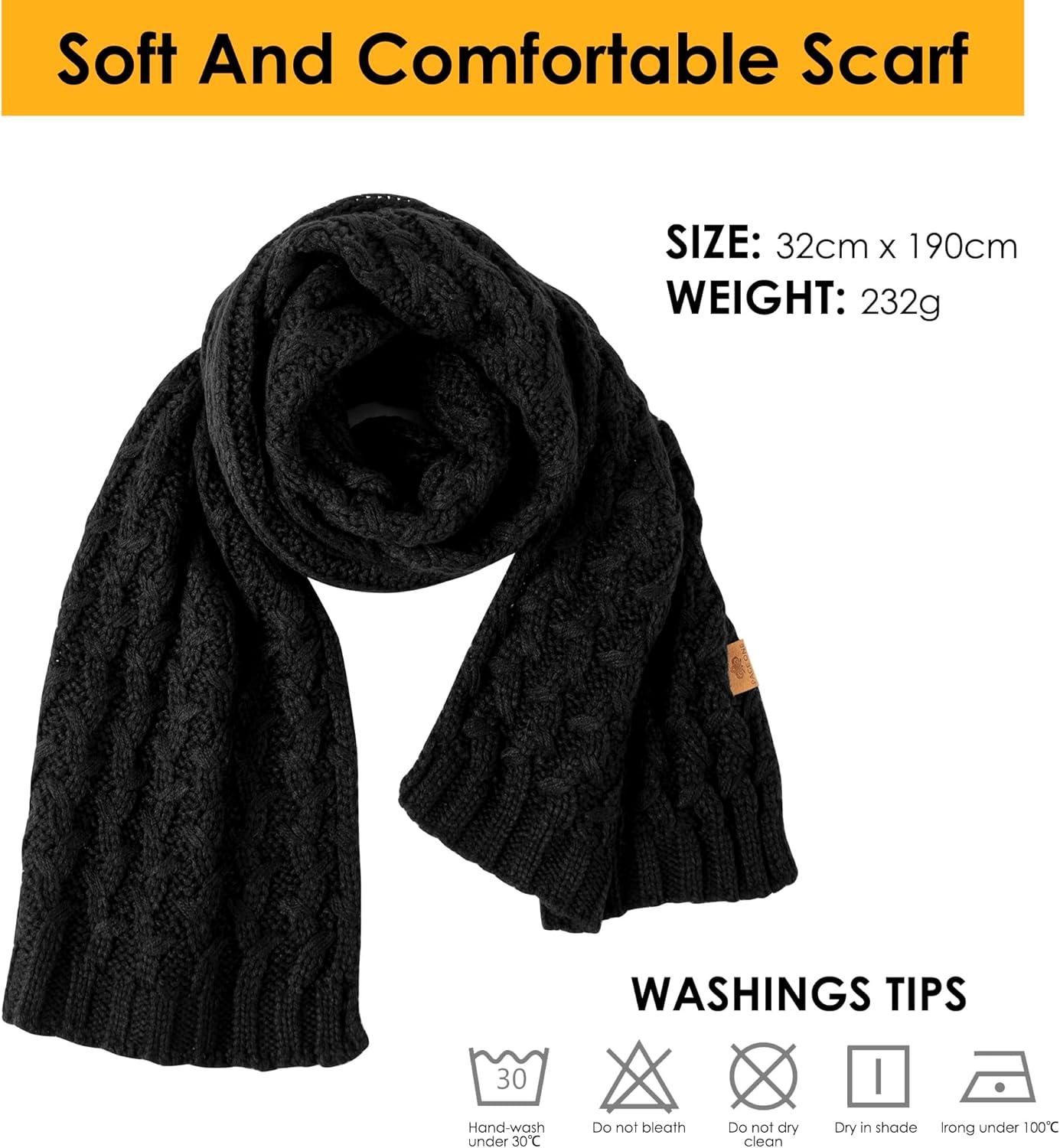 image:imagePAGE ONE Womens Ribbed Knit Scarf Winter Warm Long Big Wrap Cashmere Wool Thick Large Chunky Scarf for WomenDark Green