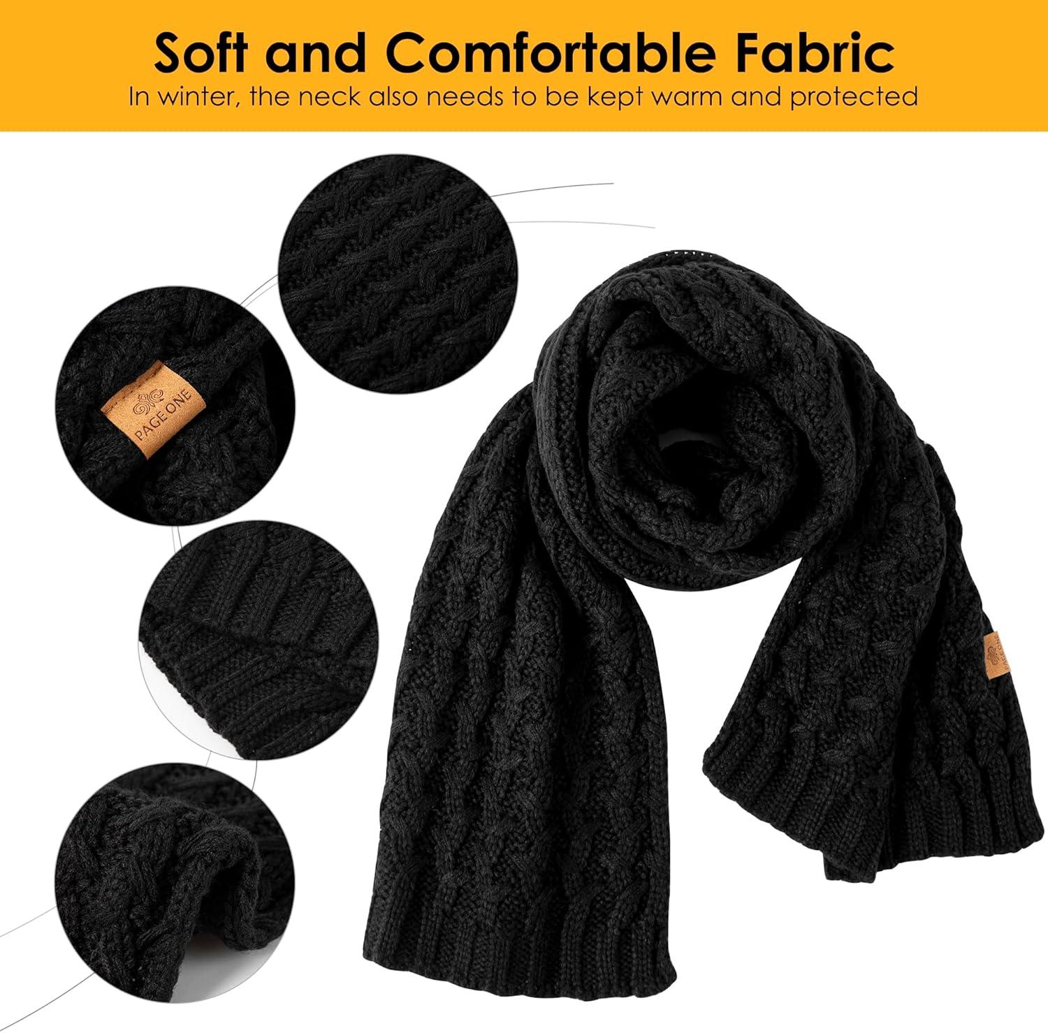 image:imagePAGE ONE Womens Ribbed Knit Scarf Winter Warm Long Big Wrap Cashmere Wool Thick Large Chunky Scarf for WomenKhaki
