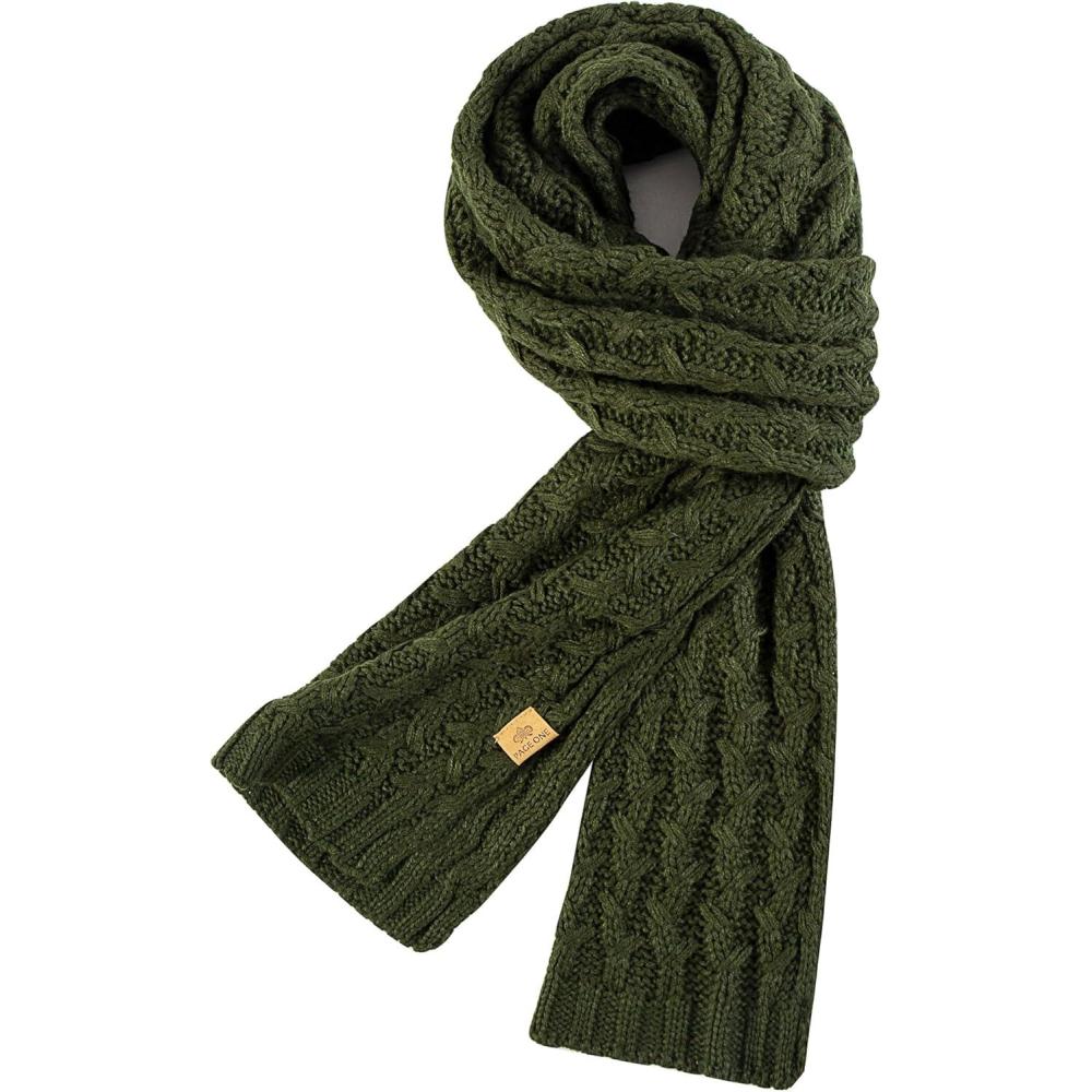 image:imagePAGE ONE Womens Ribbed Knit Scarf Winter Warm Long Big Wrap Cashmere Wool Thick Large Chunky Scarf for WomenDark Green