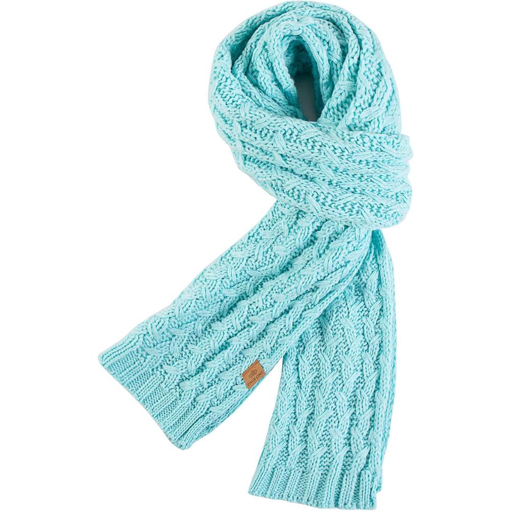 image:imagePAGE ONE Womens Ribbed Knit Scarf Winter Warm Long Big Wrap Cashmere Wool Thick Large Chunky Scarf for WomenLight Green