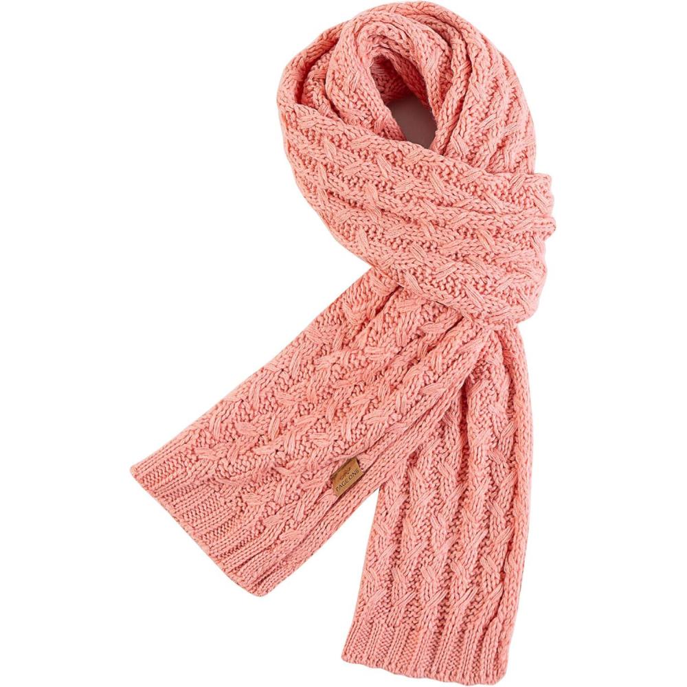 image:imagePAGE ONE Womens Ribbed Knit Scarf Winter Warm Long Big Wrap Cashmere Wool Thick Large Chunky Scarf for WomenLight Pink