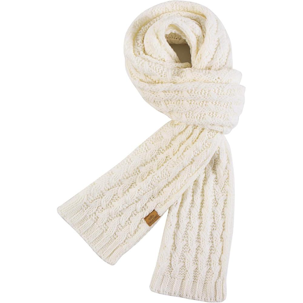 image:imagePAGE ONE Womens Ribbed Knit Scarf Winter Warm Long Big Wrap Cashmere Wool Thick Large Chunky Scarf for WomenWhite
