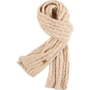PAGE ONE Women’s Ribbed Knit Scarf Winter Warm Long Big Wrap Cashmere Wool Thick Large Chunky Scarf for Women(Beige)