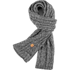 PAGE ONE Women’s Ribbed Knit Scarf Winter Warm Long Big Wrap Cashmere Wool Thick Large Chunky Scarf for Women(Mix Dark Gray)