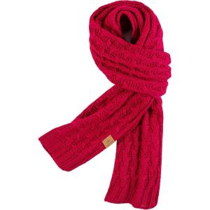 PAGE ONE Women’s Ribbed Knit Scarf Winter Warm Long Big Wrap Cashmere Wool Thick Large Chunky Scarf for Women(Rose Red)