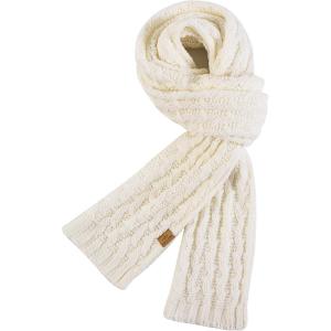 PAGE ONE Women’s Ribbed Knit Scarf Winter Warm Long Big Wrap Cashmere Wool Thick Large Chunky Scarf for Women(White)