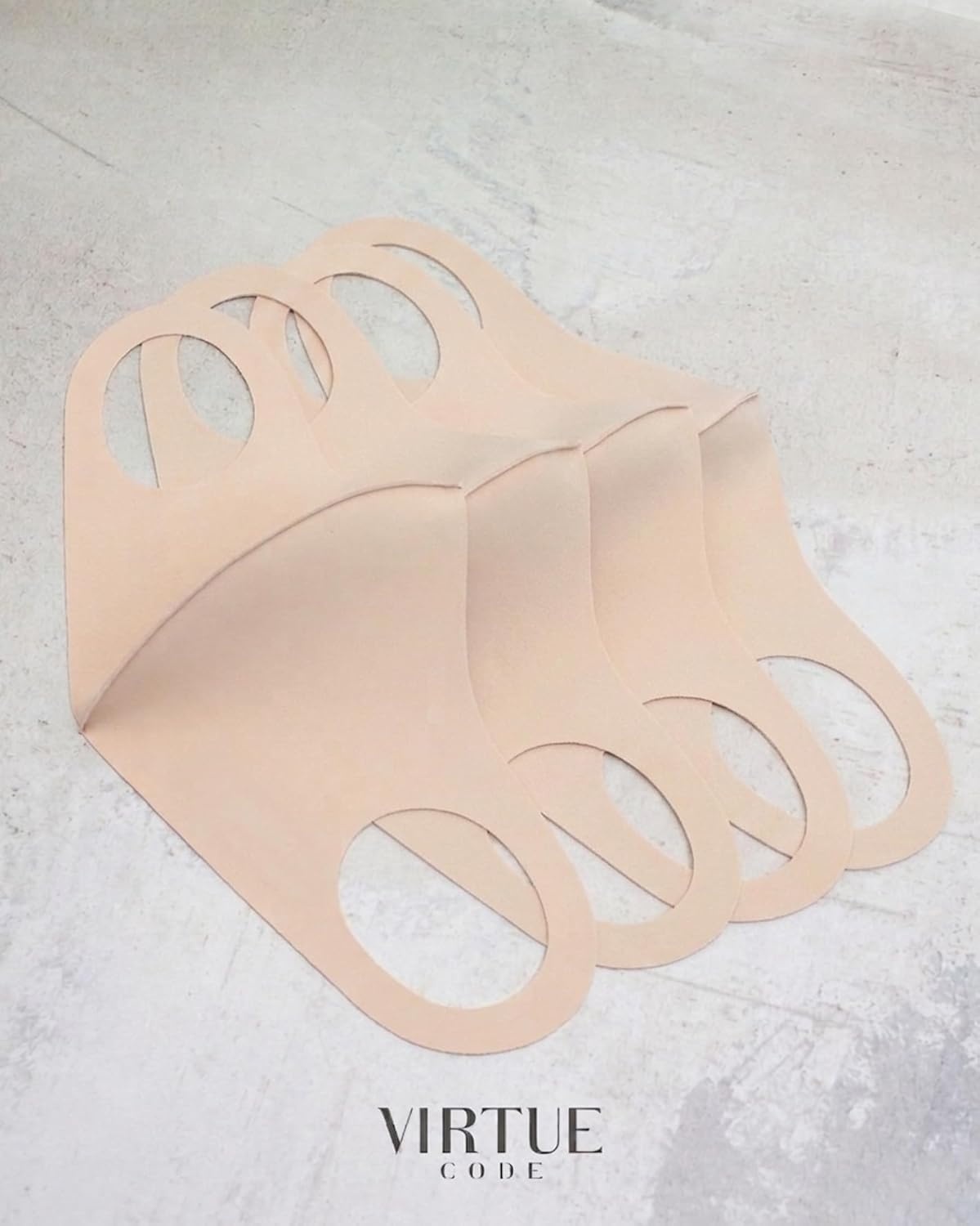 image:imageVirtue Code Second Skin Cloth Face Mask Pack 4 Buttery Soft Masks Washable FabricBeige