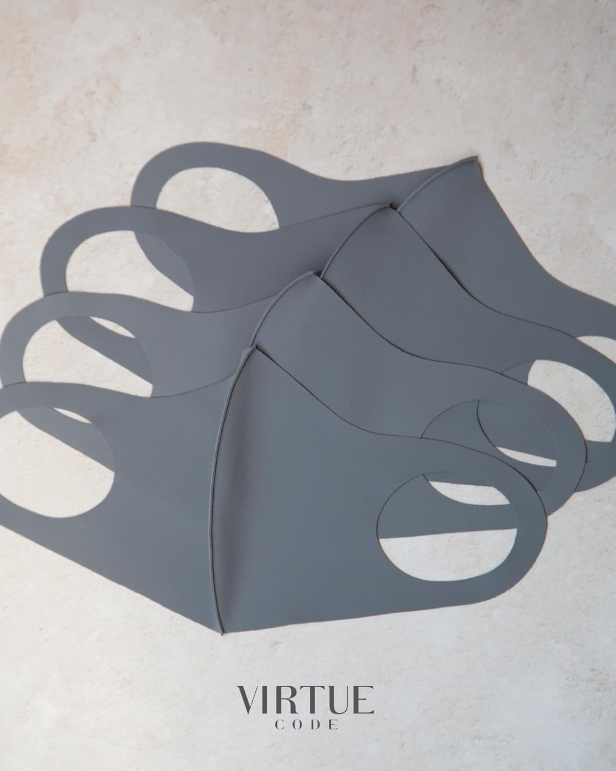image:imageVirtue Code Second Skin Cloth Face Mask Pack 4 Buttery Soft Masks Washable FabricCharcoal Gray