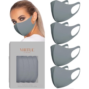 Virtue Code Second Skin Cloth Face Mask Pack. 4 Buttery Soft Masks Washable Fabric(Charcoal Gray)